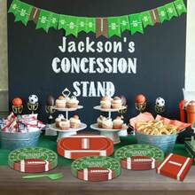 96 Pieces Game Day Football Tableware Set Disposable Plates Napkins And Forks With Football And Field Designs For Tailgate Parties Sports Events And Super Sunday Celebrations Serves 24 Guests - 棕綠色 - 查看 6