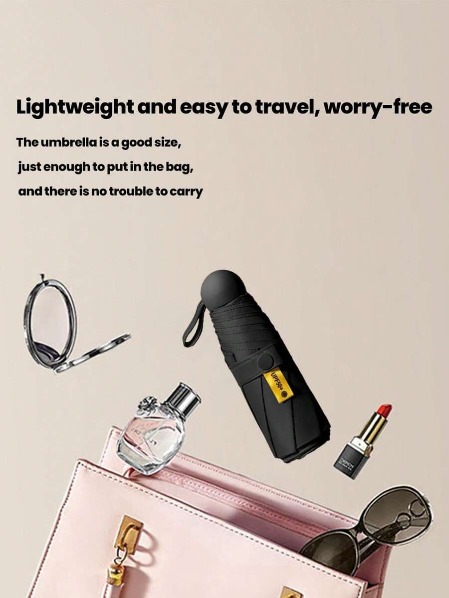 1pc Sun Umbrella Female Sunscreen UV Protection Sun And Rain Umbrella Two-In-One Mini Five-Fold Ultra-Light And Compact Portable - Multicolor - View 1