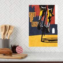 Framed 1pc Retro Cycling "Shut Up Legs" Quote Canvas Wall Art - Sports Stylish Themed Print, Stylish Home Decor, Ready-To-Hang For Living Room & Leisure Space - Framed - 查看 2