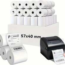 2 1/4英寸 x 50英尺 热敏收据纸卷，55克/平方米 - 兼容所有POS系统、收银机，57x40毫米收据纸卷
