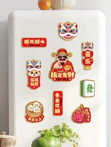 6个/包 2026年中国新年马年冰箱贴，农历新年家具磁性贴纸，乔迁新居祝福礼物，适用于冰箱、洗衣机、微波炉、汽车。也适用于厨房、办公室、白板、橱柜、洗碗机、厨房装饰、家居装饰、母亲节礼物。 - 多色 - 查看 3