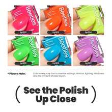 Beetles Neon Nail Polish Set, 6 Colors Bright Rainbow Nail Polish Kit Quick Dry Finger Nail Polish Glossy Shine Nail Lacquer Polish Long Lasting Neon Party Gifts For Women - ColorL - 查看 6