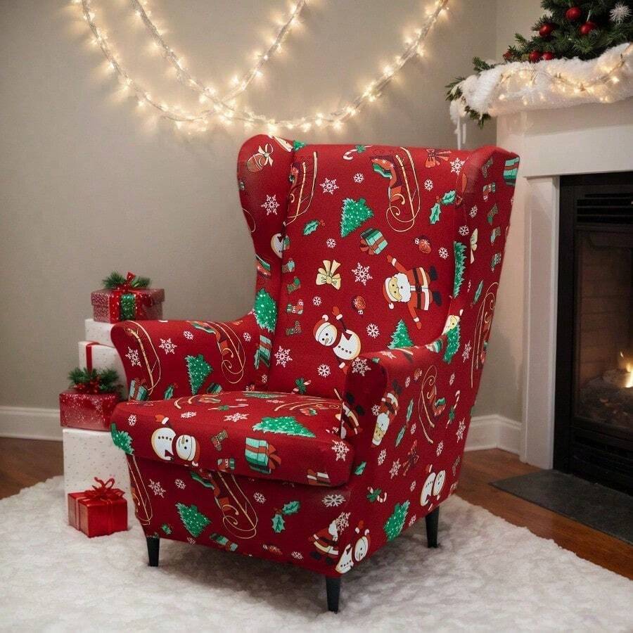 Chair Covers - Red Sole Christmas Print - View 1