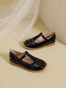1 Pair Versatile Square Toe Flat Casual Shoes For Girls, Spring/Summer - Black - View 4