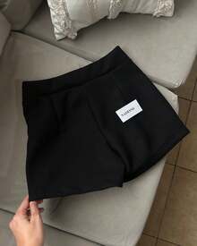 Elegant Beige High-Waisted Women's Short Skirt - màu đen - Xem 2