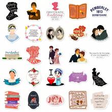 50张简·奥斯汀经典小说贴纸 - 《傲慢与偏见》和《爱玛》文学名言及人物贴纸，适用于日记本、马克杯和笔记本电脑，书迷必备 - 彩色 - 查看 2