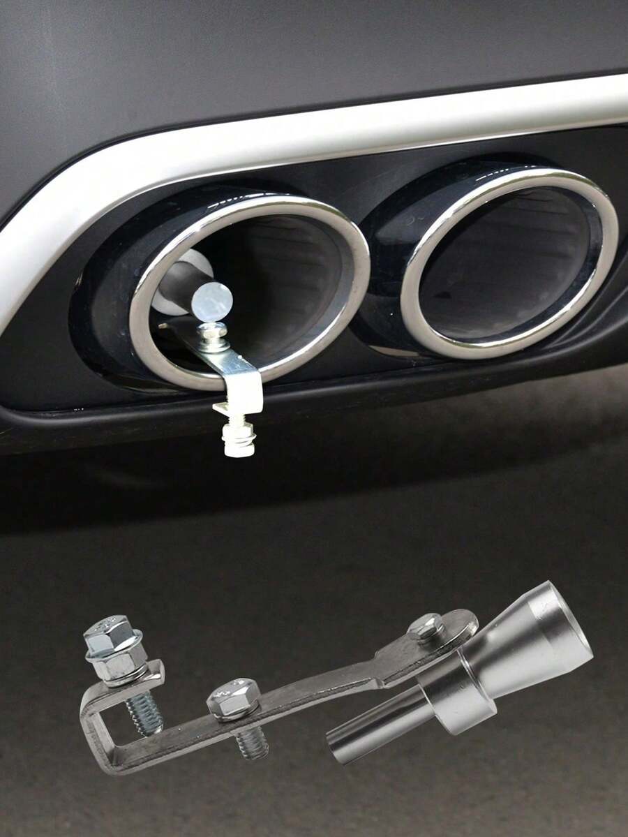 1.1L-1.6L 汽车涡轮增压哨排气管尾嘴，铝合金涡轮消声器排气声浪增强器 - 抛光金属表面，适用于轿车、摩托车和越野车 - 耐用汽车改装升级，提升排气声浪，通用尺寸，包含安装配件 - 易于安装的汽车配件 - 完美的生日礼物，汽车空气清新剂瓶，排气管，汽车改装零件 - 銀色 - 查看 1