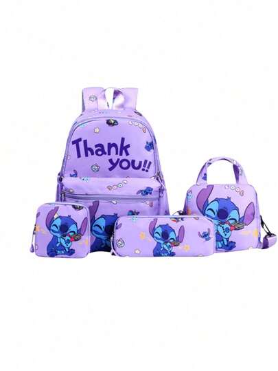 Cartoon Anime Backpack, Simple Large Capacity Travel Backpack, Casual Student Backpack With Printed Pencil Case Stitched Starry Sky Animation Peripheral Student Backpack Set Of 3, Learning Travel Christmas Gift, Large Capacity Cosmetic Storage Box Makeup Bag, Can Hold Lipstick, Brushes, Skincare, Phone, Coins, Small Items, Multipurpose, Suitable For Home, Gifts, Holidays And Halloween Christmas