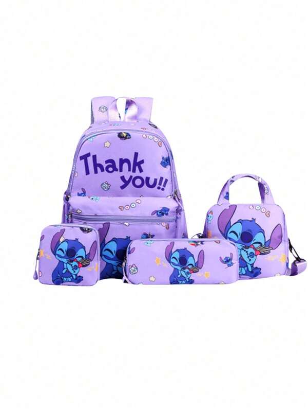Cartoon Anime Backpack, Simple Large Capacity Travel Backpack, Casual Student Backpack With Printed Pencil Case Stitched Starry Sky Animation Peripheral Student Backpack Set Of 3, Learning Travel Christmas Gift, Large Capacity Cosmetic Storage Box Makeup Bag, Can Hold Lipstick, Brushes, Skincare, Phone, Coins, Small Items, Multipurpose, Suitable For Home, Gifts, Holidays And Halloween Christmas