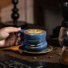 Minimalist Reactive Glaze Coffee Cup & Saucer Set, Latte, Cappuccino, Tea Cup, Mug - Multicolor - View 4