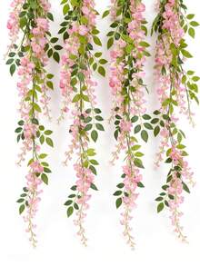 1/2件装10枝人造紫藤花吊饰，白色丝绸紫藤，适用于婚礼拱门、派对花园、家居装饰、复活节礼物、婚礼装饰、精美房间装饰、情人节、生日礼物、毕业礼物 - 粉色 - 查看 2