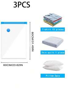 5pcs/3pcs/1set Thick Vacuum Compression Storage Bags, Clear Vacuum Compression Bags, Waterproof Airtight Clothes Organizer Bags, Suitable For Travel, Dorm, Home - Reusable, Space Saving - Multicolor - View 13