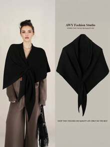 1pc Autumn/Winter New Casual Street Style Women Scarf Triangle Shawl Thick Warm Shoulder Wrap, Suitable For Pairing With Dresses - Multicolor - View 5