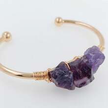 Purple Crystal Cuff Bracelet - Copper Stone Bangle Bracelet For Women - 1 - View 5
