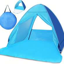 3 Seconds Pop Up Beach Tent Automatic Pop Up Instant Shade Sun Shelter UPF 50+ Portable Canopy Cabana For Outdoor Activities, Camping Fishing Park Hiking Picnic - 藍色 - 查看 1