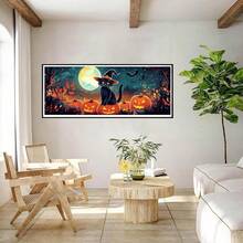 Bimkole Large Diamond Art Kits For Adults Halloween Pumpkin, Full Drill 5D DIY Rhinestone Embroidery Set Paint With Diamonds Art By NFUmberss Kits Cross Stitch Home Wall Craft Decoration 31.5x11.81 Inch - 大南瓜貓 - 查看 5