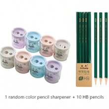 1个双孔高级学生用削笔器，极其锋利，经久耐用，易于清洁，带盖防止碎屑飞溅，设计小巧，适合办公室和家用桌面，简约时尚的M&G削笔器，单孔手动削笔器，适用于小学生，眉笔削笔器