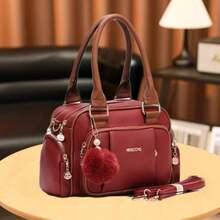 Women's Travel Bag, Lightweight, Small, With Multiple Pockets, Portable, Messenger Style, Large Capacity, For Daily Commutes, Bowling. - Red - View 2