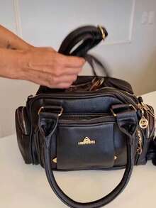 Women's Travel Bag, Lightweight, Small, With Multiple Pockets, Portable, Messenger Style, Large Capacity, For Daily Commutes, Bowling. - Màu nâu  Mocha - Xem 4