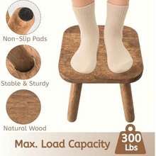 Solid Wood Step Stool - Plant Stand Indoor Smal Stools To Sit On Multi-Use Footstool For Bathroom/Bedroom/Kitchen Walnut Color - Walnut Color - View 4