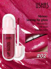 Son bóng lấp lánh USHAS, dưỡng ẩm lâu trôi, không phai màu, son tint nhũ sắc tố cao với tông màu đỏ, hồng và nude, tạo lớp trang điểm môi bóng như gương, quà tặng hoàn hảo cho Giáng sinh và ngày lễ tình nhân - #02 - Xem 2