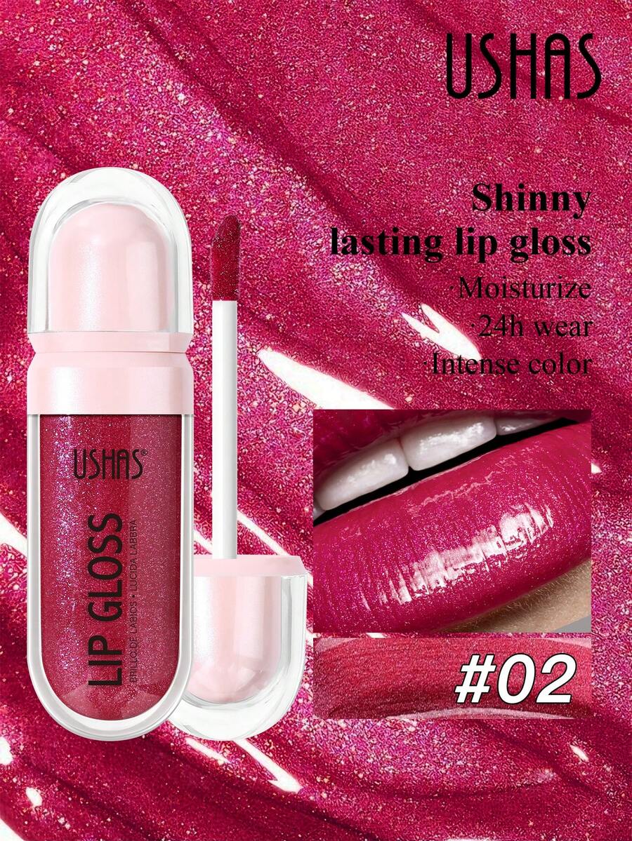 Son bóng lấp lánh USHAS, dưỡng ẩm lâu trôi, không phai màu, son tint nhũ sắc tố cao với tông màu đỏ, hồng và nude, tạo lớp trang điểm môi bóng như gương, quà tặng hoàn hảo cho Giáng sinh và ngày lễ tình nhân