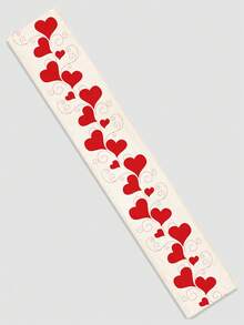 1pc Valentine's Day Heart Pattern Linen Table Runner, Suitable For Holidays, Parties, Birthdays, Dinners, Kitchen & Dining Table Decor, Dresser/Cabinet Cover, All Season Home Decor - Multicolor - View 7