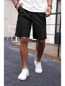 Men's Casual Shorts Elastic Waist Drawstring Summer Twill ShortA Valentine's Day 14WU - Beige - View 2