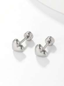 1对情人节仿真花礼盒金属心形螺旋时尚耳钉，女士约会和节日必备