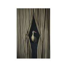 1pc 2D Surreal Bird Wall Art Print, Black And White Striped Curtain Illustration, Modern Abstract Statement Artwork - Multicolor - View 10