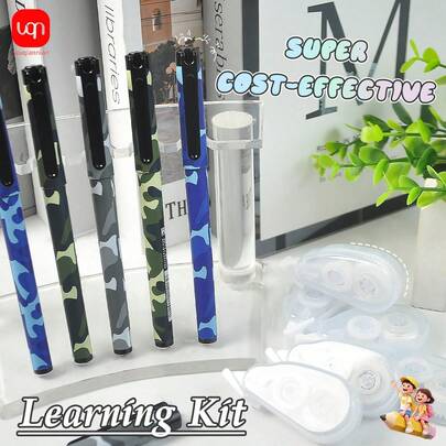 WQN 12-Pack Camouflage Office Gel Pens 0.5mm, 6-Pack Mini White Correction Tape Writing Correction Set, School Supplies Set Suitable For Back-To-School Season