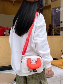 SANRIO Túi đeo vai/đeo chéo hình vuông dễ thương Hello Kitty, thiết kế phối màu hoạt hình, phù hợp cho đi học, hẹn hò, sử dụng hàng ngày, quà tặng sinh nhật/Giáng sinh/Ngày Valentine. - Nhiều màu - Xem 3