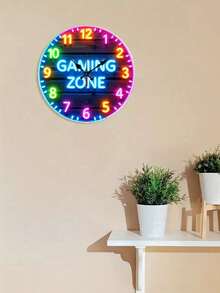 1pc 10"/12" Electronic Game Theme Silent Wall Clock - Round Wooden Digit Display, Suitable For Bedroom, Living Room, Bar Decor, Perfect Holiday Gift, Bedroom Game Theme Wall Clock Decor, Silent Operation - Multicolor - View 6