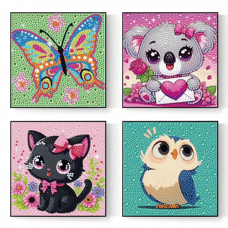1 Set Kids Handmade Diamond Painting Kit, Shiny Diamond Mosaic Art Set, DIY Room Decor Diamond Painting, Children's Holiday Craft Supplies, Includes Canvas, Diamond Bags, Tools, Suitable For Wall And Desktop Decor, Party Favors, Holiday Gifts For Kids And Friends - Multicolor - View 1