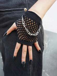 1 双金属粗链方形渔网手套