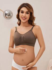 5件装尼龙孕妇哺乳文胸，前扣式无钢圈哺乳文胸，舒适支撑 - 彩色 - 查看 6