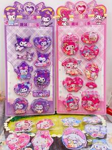 3D卡通贴纸，摇晃水贴纸，儿童摇晃贴纸，包含紫色大狗、粉色西瓜、黄色布丁、粉色小猫、紫色兔子、Kuro 3D卡通人物，适合DIY奖励、商务礼品、广告礼品、促销礼品、福利礼品、节日礼品 - 彩色 - 查看 4