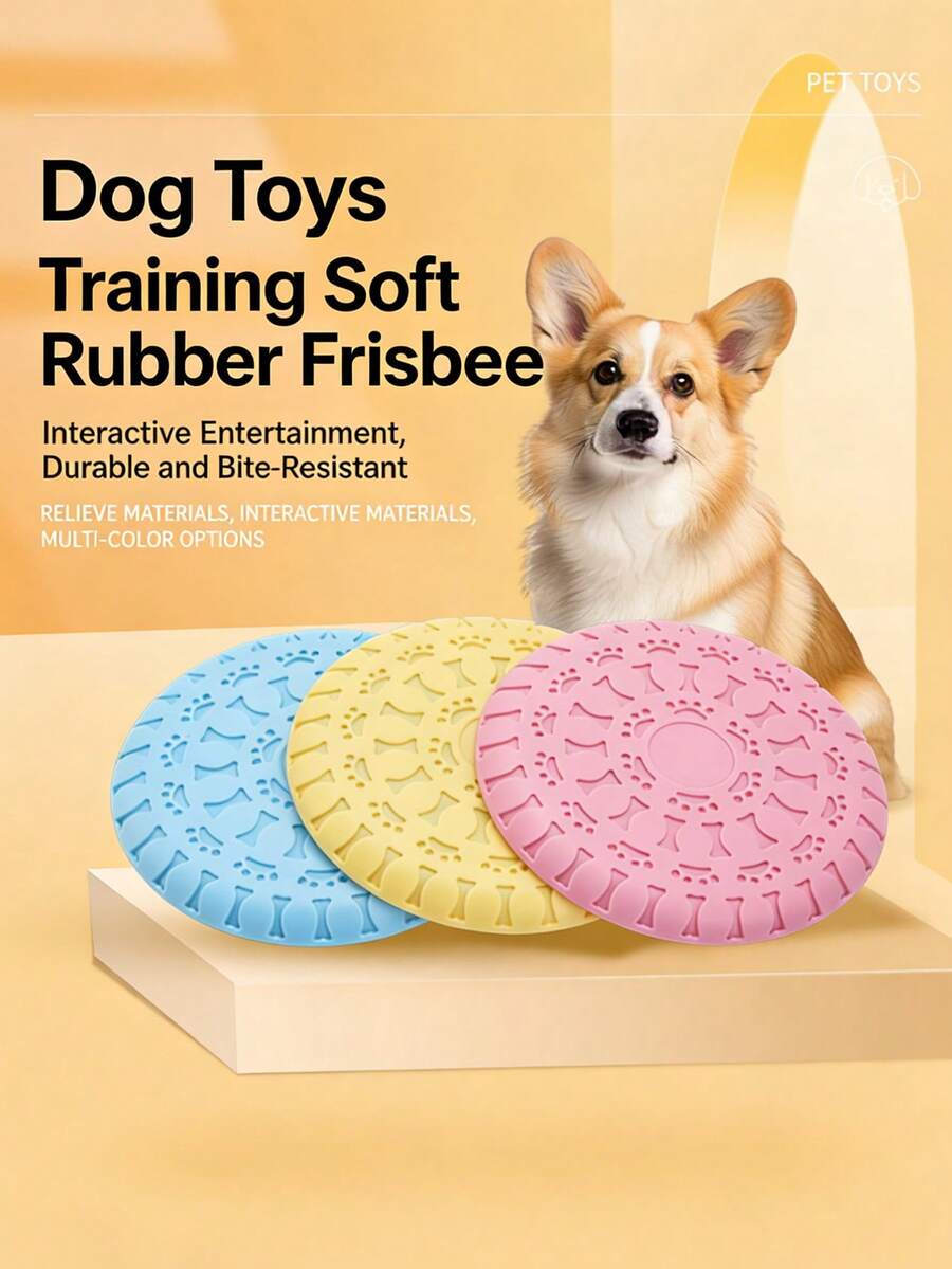 Pet Toy, Dog Training Interactive Toy, Pet Chew Toy, Pet Silicone Soft Training Disc, Durable Dog Toy, Interactive Dog Chew Toy, Suitable For Puppy And Adult Dog Fun Training And Exercise - Multicolor - View 1
