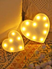 1个可爱心形房间装饰夜灯，电池供电，室内装饰可爱夜灯，适用于客厅、卧室、桌面装饰，情人节装饰，情人节礼物，求婚婚礼派对心形夜灯 - 暖光 - 查看 5