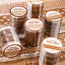 1卷2米编织绳主题剪贴簿胶带，复古创意美学贴纸，DIY装饰拼贴工艺用品，节日礼物，个性化剪贴簿学校文具 - 彩色 - 查看 12