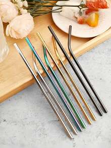 20支装金属直弯吸管套装，可重复使用，配有清洁刷，耐用不锈钢材质，适用于果汁、冰沙、奶茶、咖啡和鸡尾酒。 - - - 查看 10