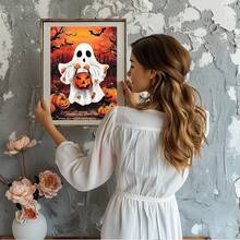 GHHKUD Diamond Painting Kits Halloween Ghost For Adults, DIY 5D Pumpkin Diamond Painting, Full Drill Diamond Art Kits Art Pictures For Relaxation Gifts Home Wall Decor 30x40cm - Ghost - 查看 6