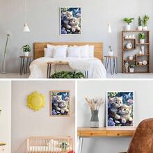 GDYEEH DIY 5D Kitten Diamond Art Painting Kits, Flowers Full Round Drill Sparkling Diamond Painting Picture, Cute Cats Diamond Painting Art Craft Kits For Adults Beginners, Home Wall Decor 12x16inch - USGD089 - 查看 4