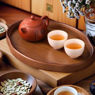 1 pieza Bandeja de color nogal, plato para exhibir postres, bandeja multiusos para frutas, adecuado para decorar la mesa de comedor, hogar y cocina