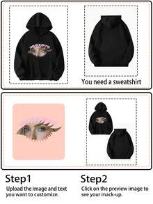 Customized Women's Hooded Pullover Sweatshirt - Can Print Your Logo, Any Photo You Like. Couple Photos, Family Photos, All Can Be Customized. Welcome To Place Your Order. - Black - View 3