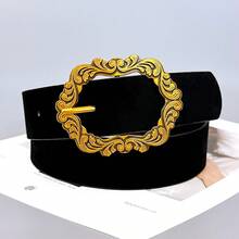 1条女士麂皮腰带，配复古花卉图案搭扣，服装配饰，复古简约风格，适合日常休闲穿着 - 多色 - 查看 15