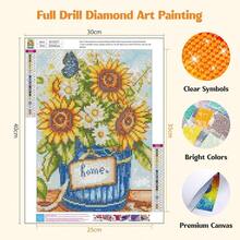 MISCER Sunflowers Diamond Art Kits For Adults, Butterflys Diamond Painting Kits For Beginners, 5D Full Drill Round Paint With Diamonds Pictures, Gem Art Painting DIY Crafts Kit Decor 12x16inch - 向日葵-02 - 查看 3