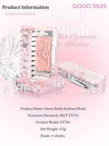 GOGO TALES 精致粉色芭蕾腮红盘，低饱和度腮红修容色，哑光妆效，便携式腮红盒，适合学生、日常约会和上班族 GOGOTALES - #01 Clear Coral Orange - 查看 10