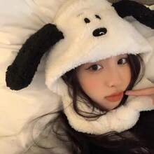 SNOOPY 1顶史努比可爱狗狗耳朵帽，适合学生秋冬季佩戴，多功能保暖抓绒帽，新年/情人节礼物，款式随机 - 彩色 - 查看 3