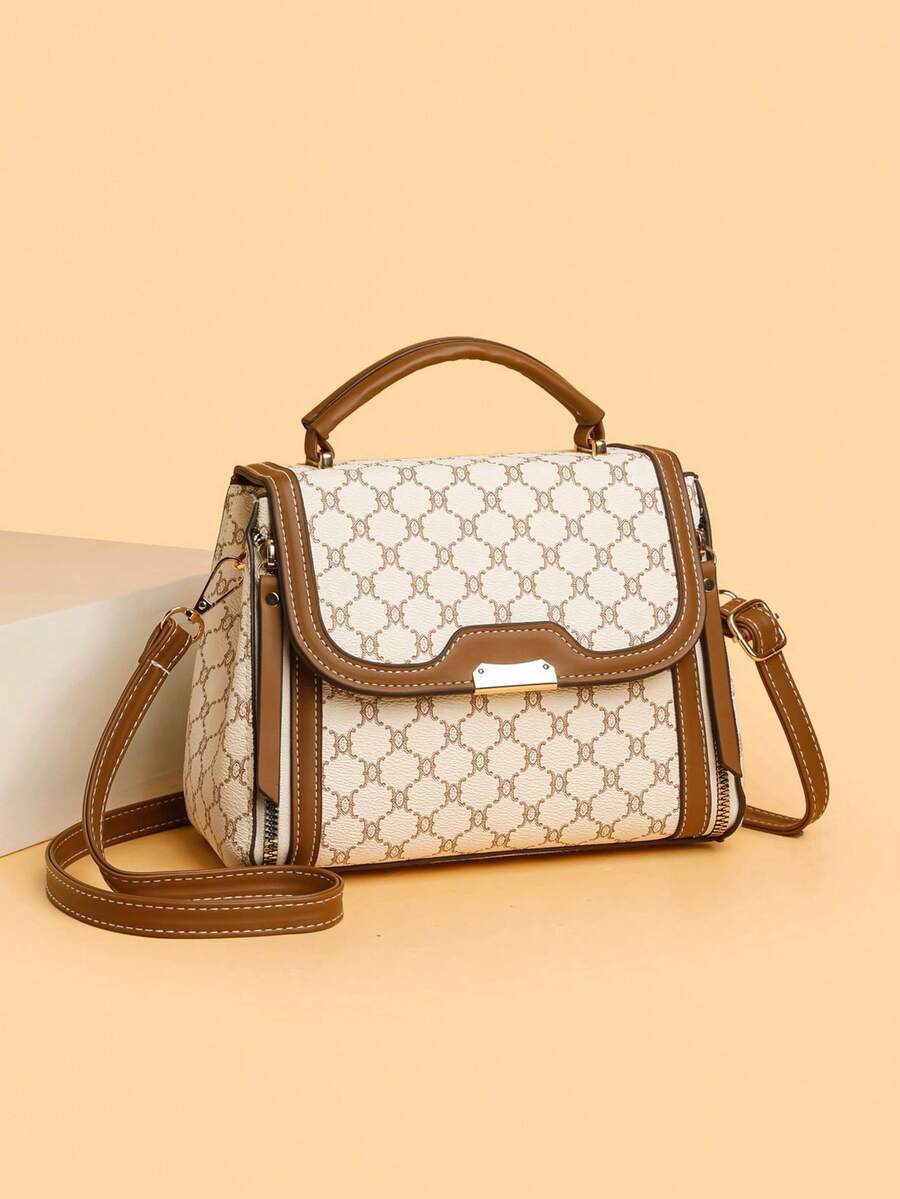 Retro Fashion Chic Niche One Shoulder Oblique Handbag Women Small Square Bag - White - View 1